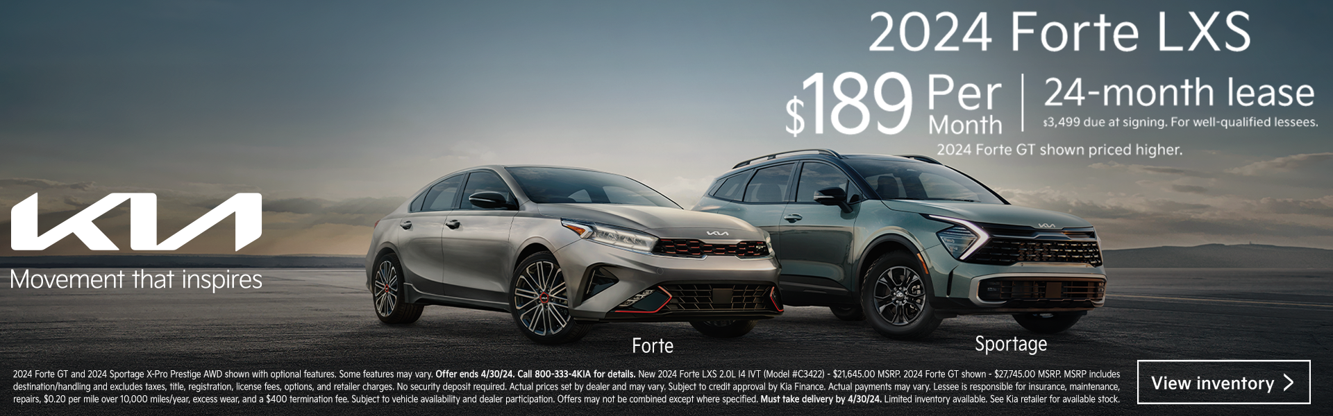 2024 Forte LXS $189 Per Month 24-month lease